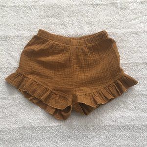 Knotted Fern gold ruffled shorts